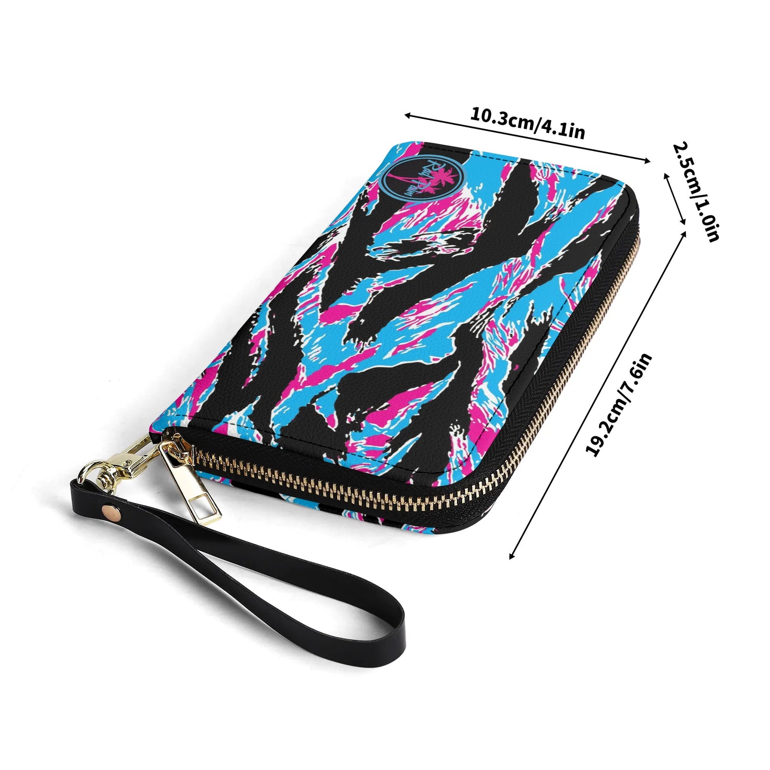 Cartera de cuero sintético con rayas de tigre de Miami