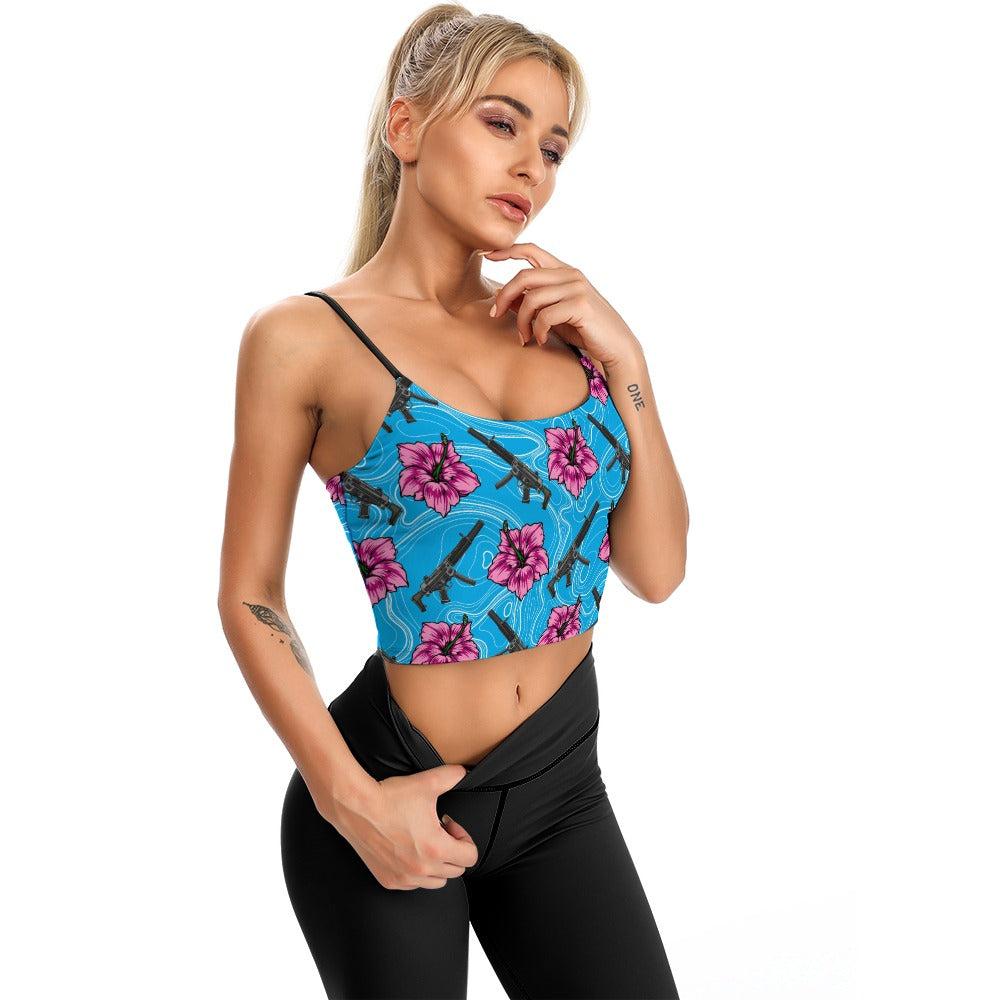 High Capacity Hibiscus Blue Women's Thin Vintage Comfort Camisole