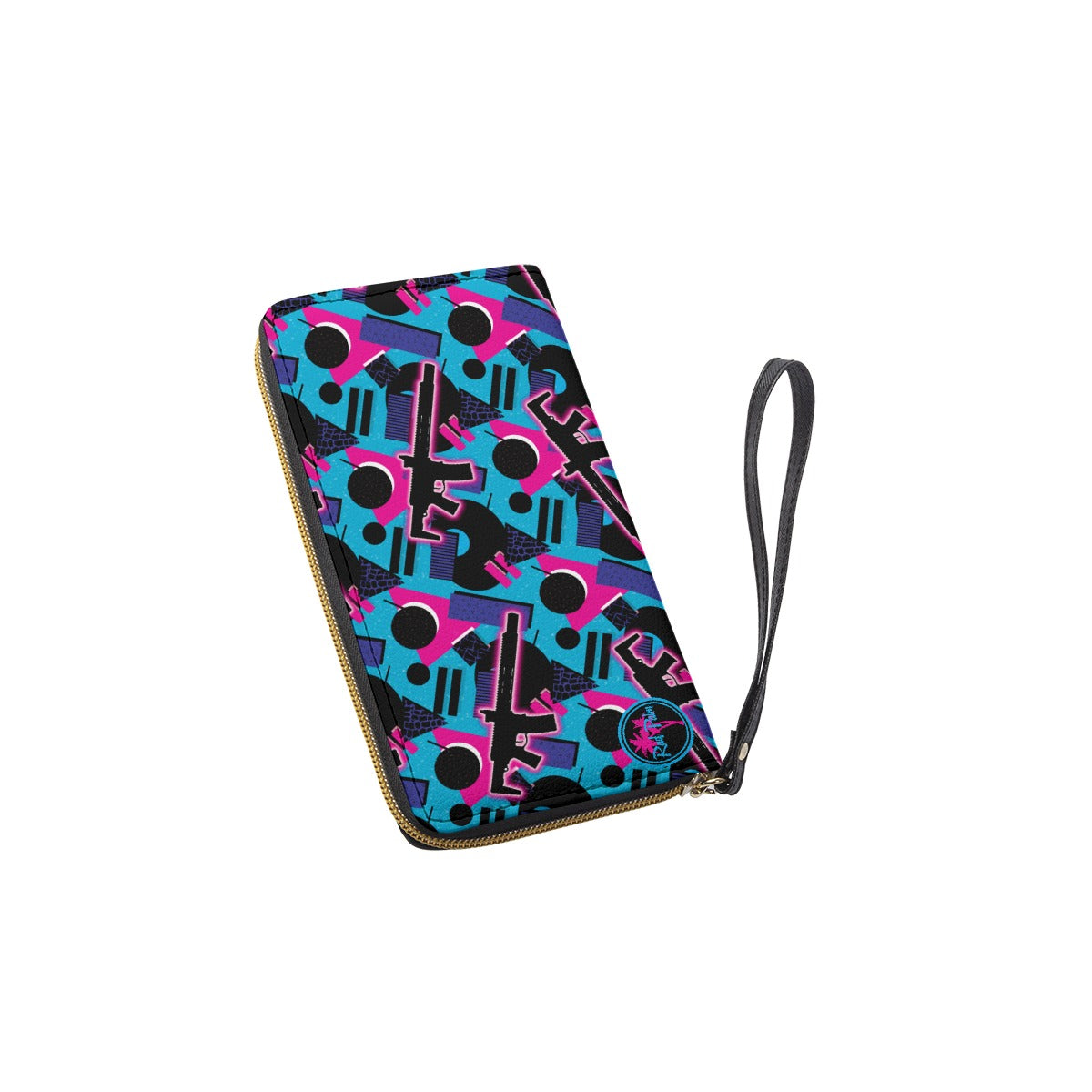 Cartera de mano Honey Badger con correa de mano negra