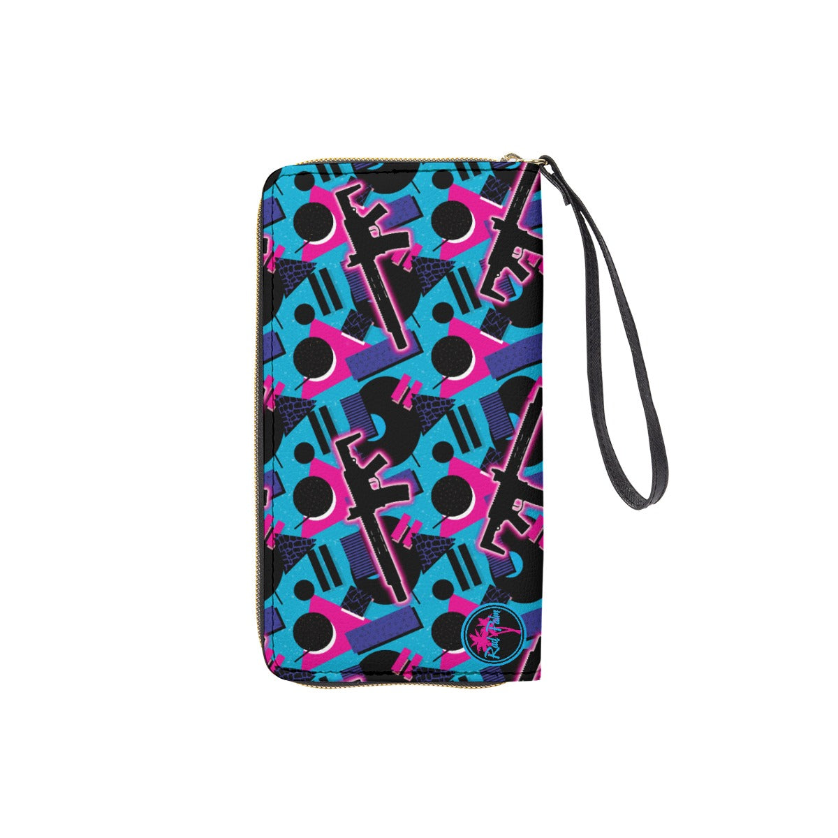 Cartera de mano Honey Badger con correa de mano negra