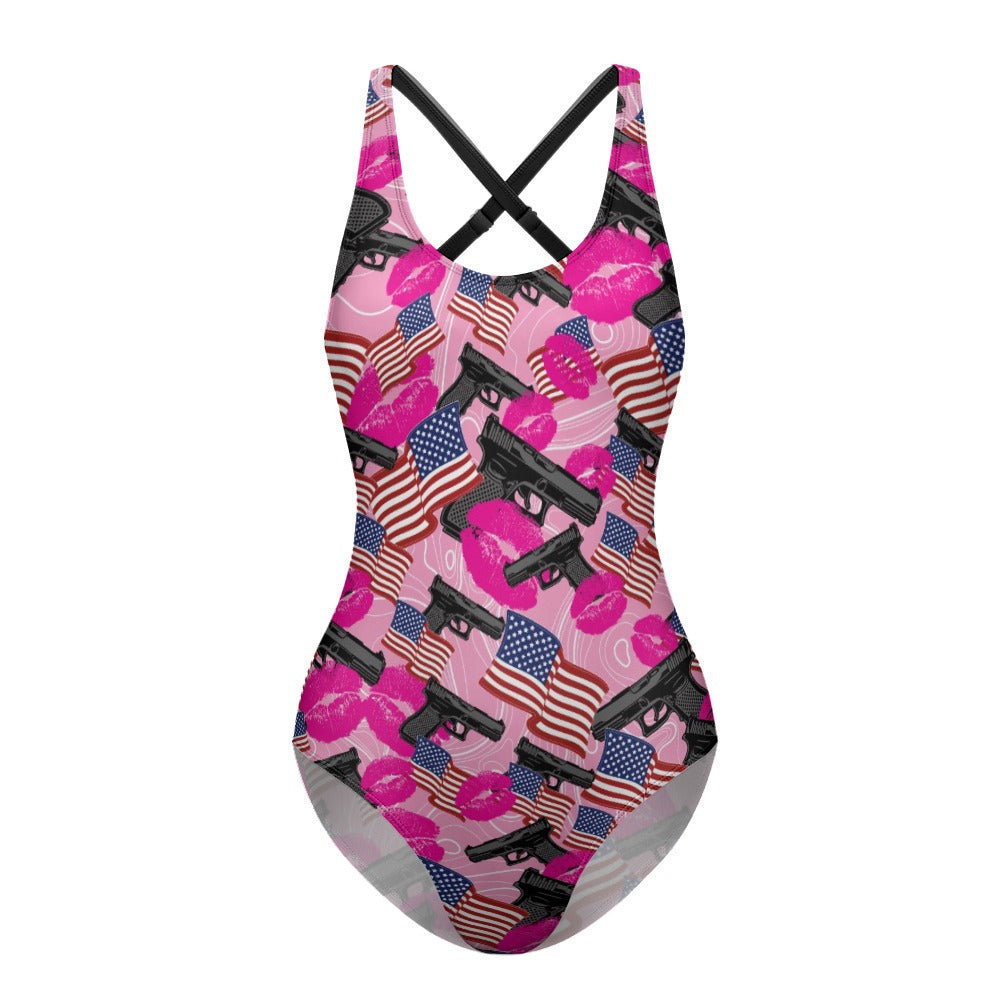 Floral Pattern Ladies One Piece Swimsuit