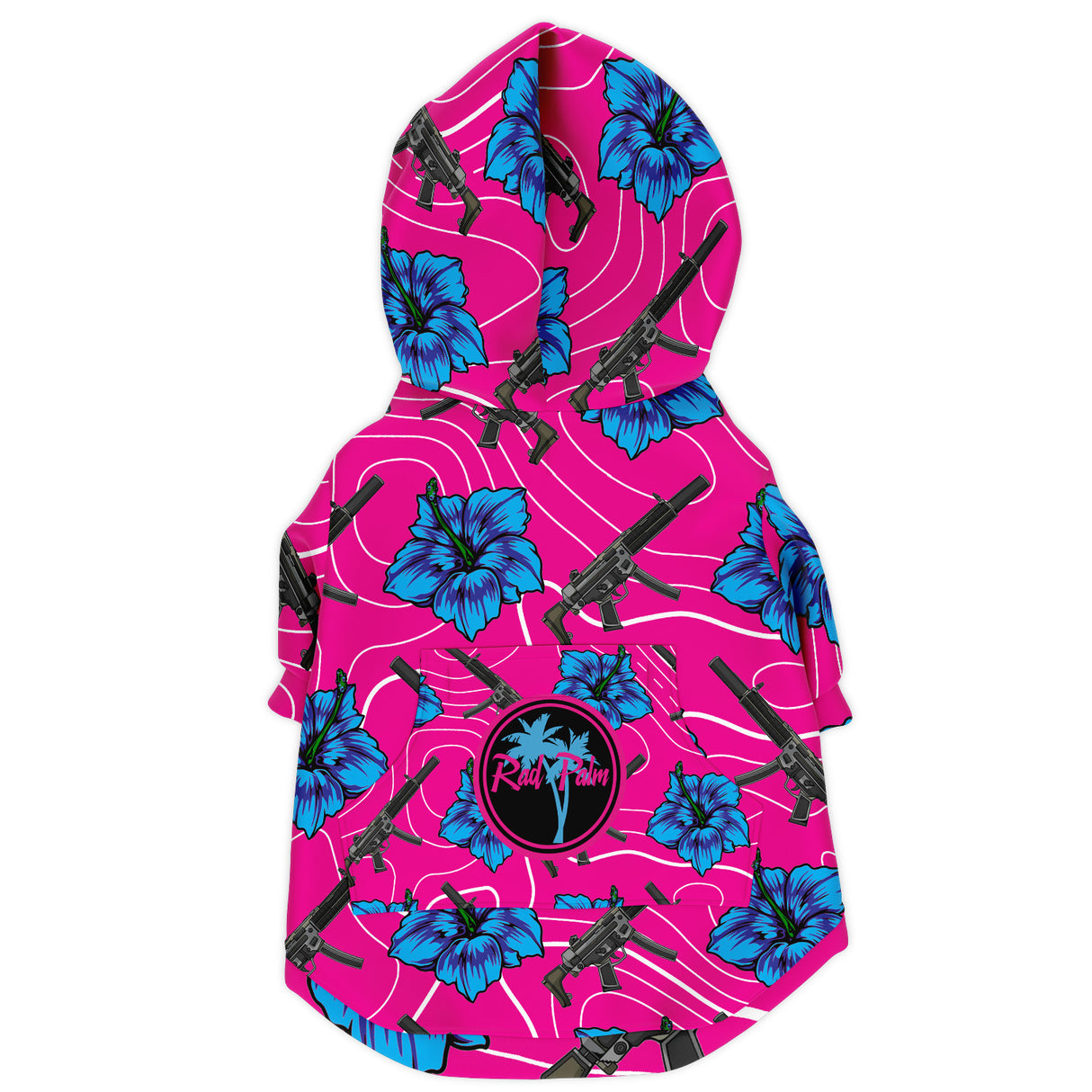 Sudadera con capucha para perro con hibisco de gran capacidad Rad Palm