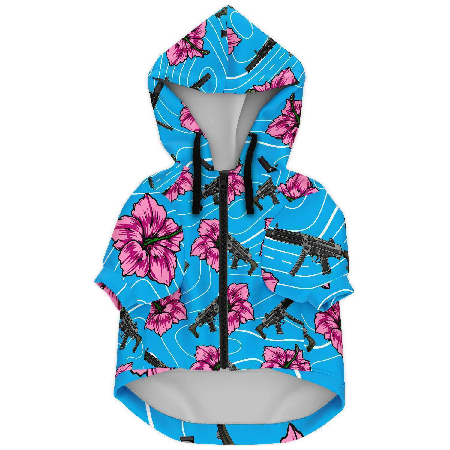 Sudadera con capucha para perro azul hibisco de gran capacidad Rad Palm