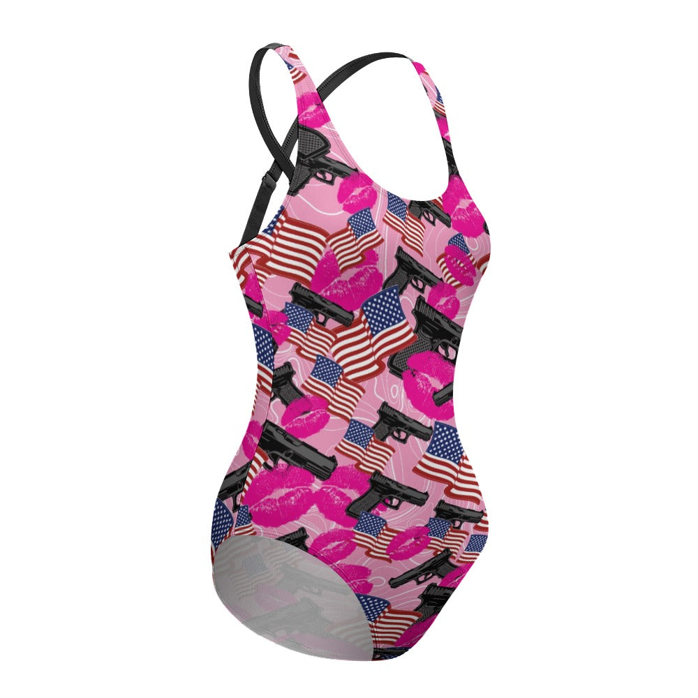 Floral Pattern Ladies One Piece Swimsuit