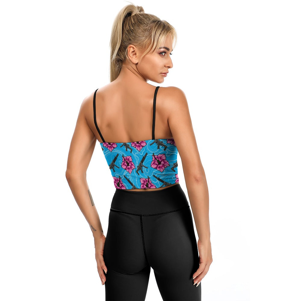 High Capacity Hibiscus Blue Women's Thin Vintage Comfort Camisole