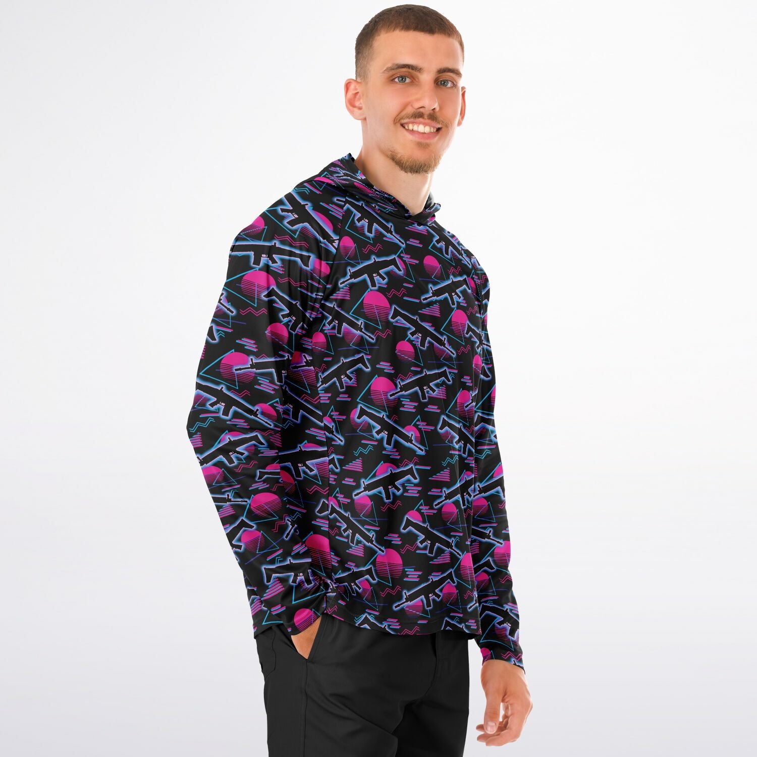 Mimi Nights Men's Long Sleeve Hooded Performance Shirt