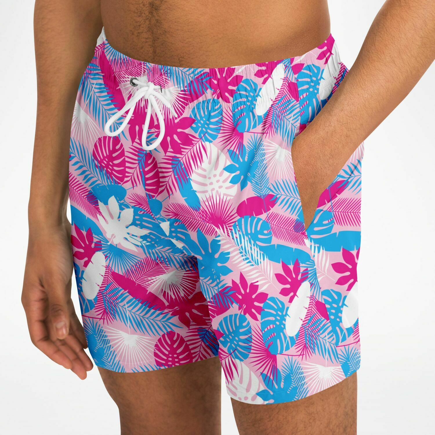 Rad Palm Neon Jungle Pink Men's Swim Trunks