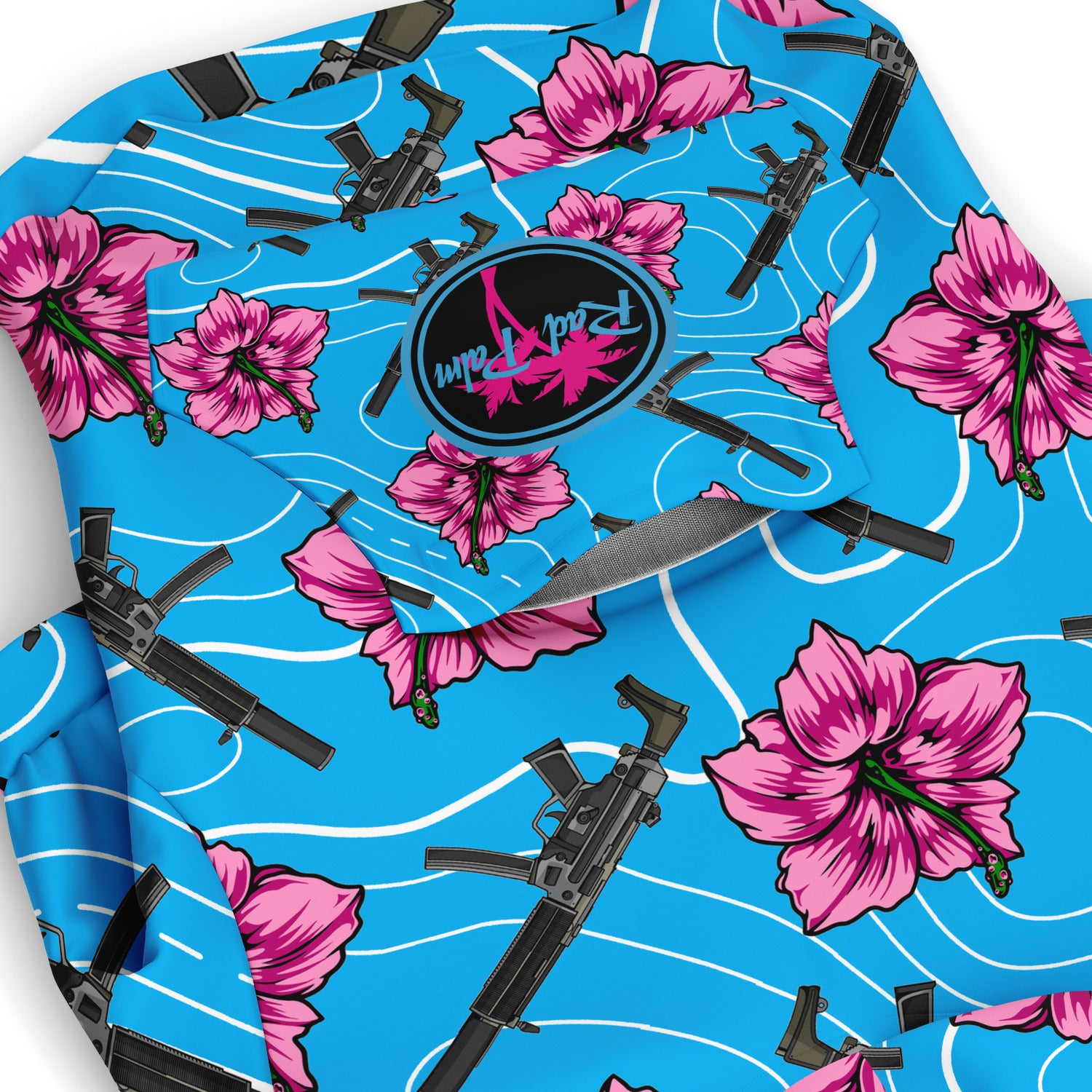 Sudadera con capucha para perro azul hibisco de gran capacidad Rad Palm