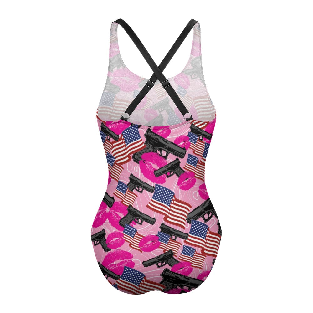 Floral Pattern Ladies One Piece Swimsuit