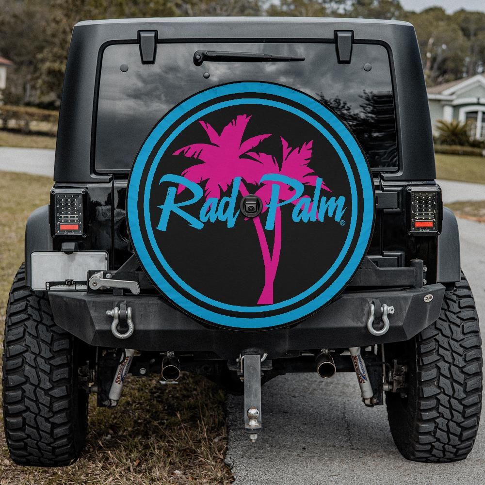Rad Palm Blue Logo Spare Tire Cover With Backup Camera Hole