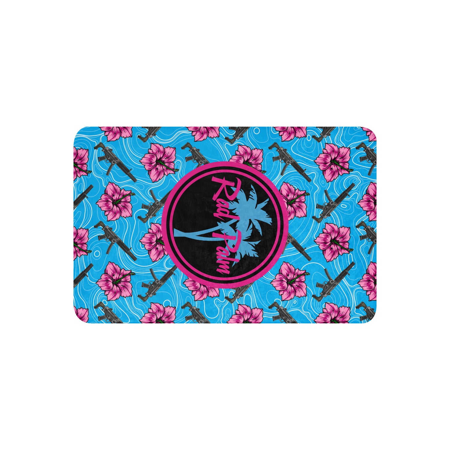 High Capacity Hibiscus Blue Sherpa Blanket