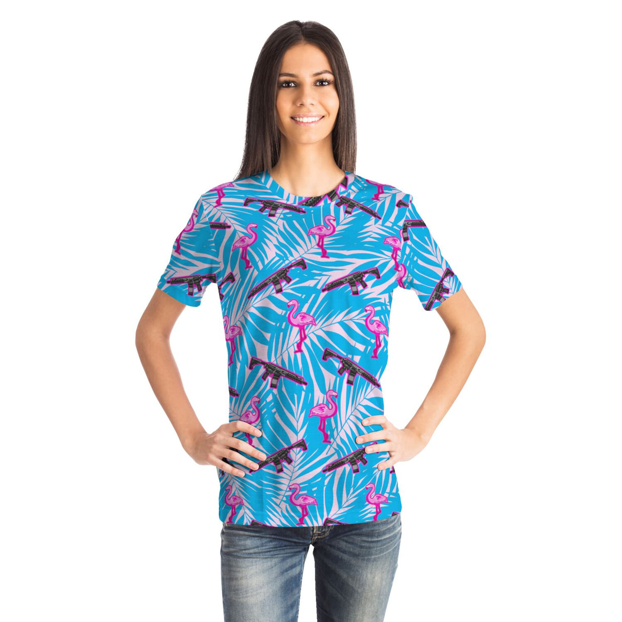 Camiseta unisex con diseño de flamencos de Rad Palm Front Line