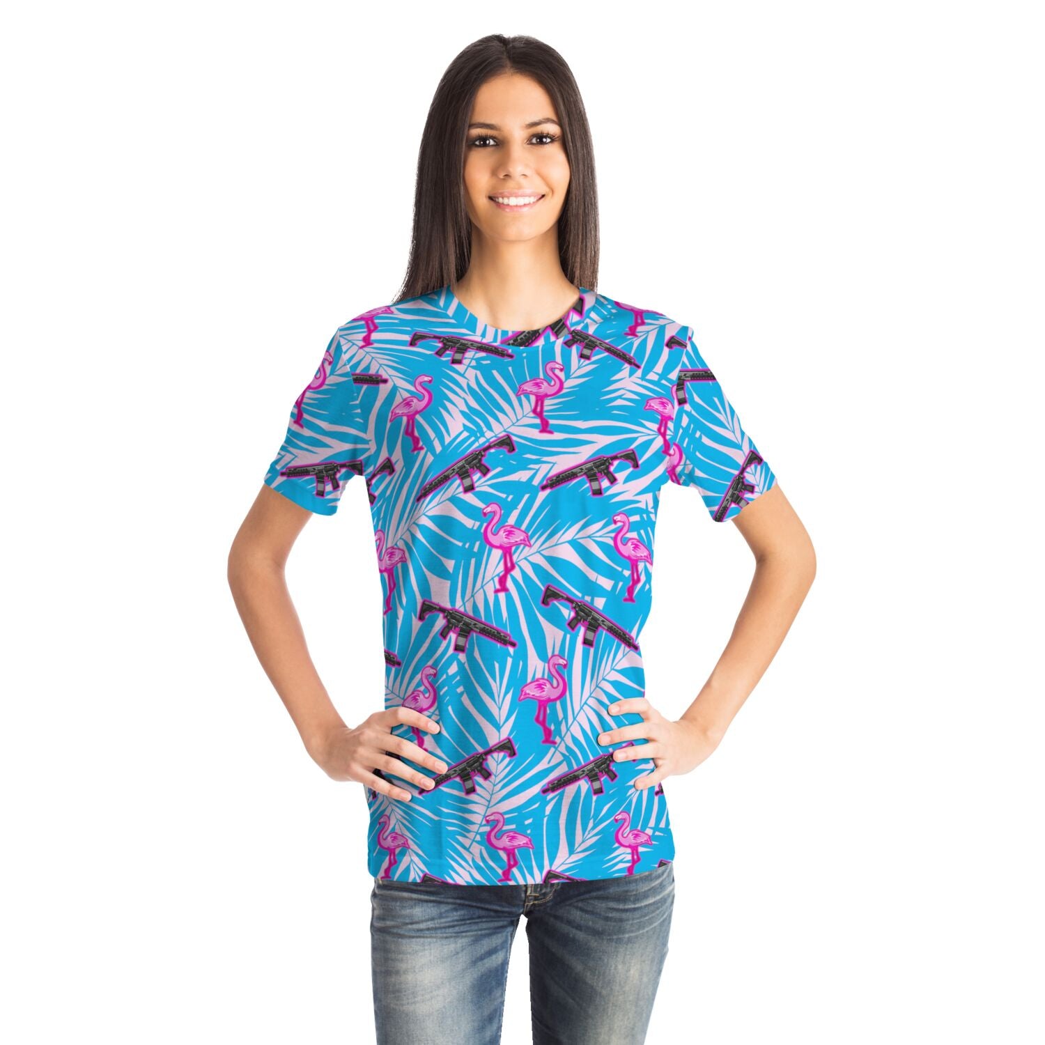 Camiseta unisex con diseño de flamencos de Rad Palm Front Line
