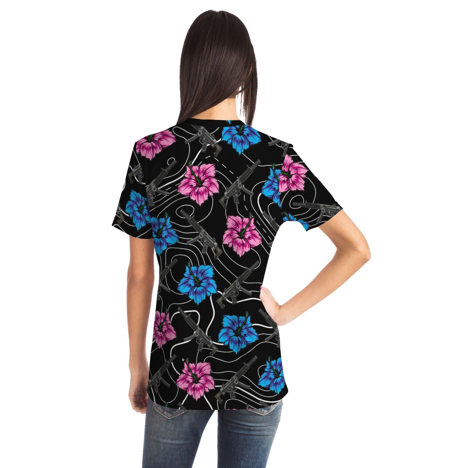 Camiseta negra Hibiscus de alta capacidad de Rad Palm
