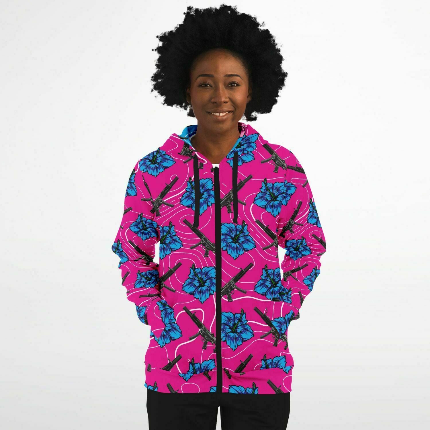 Sudadera con capucha y cremallera de alta capacidad Hibiscus de Rad Palm
