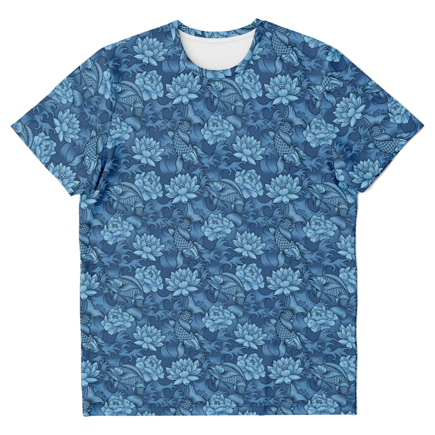 Camiseta unisex con peces koi azules de Rad Palm