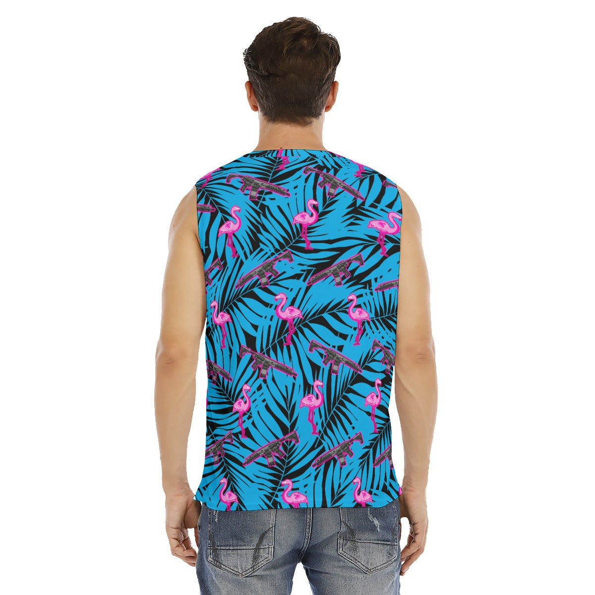 Camiseta sin mangas con cuello redondo para hombre Frontline Flamingo Dark de Rad Palm