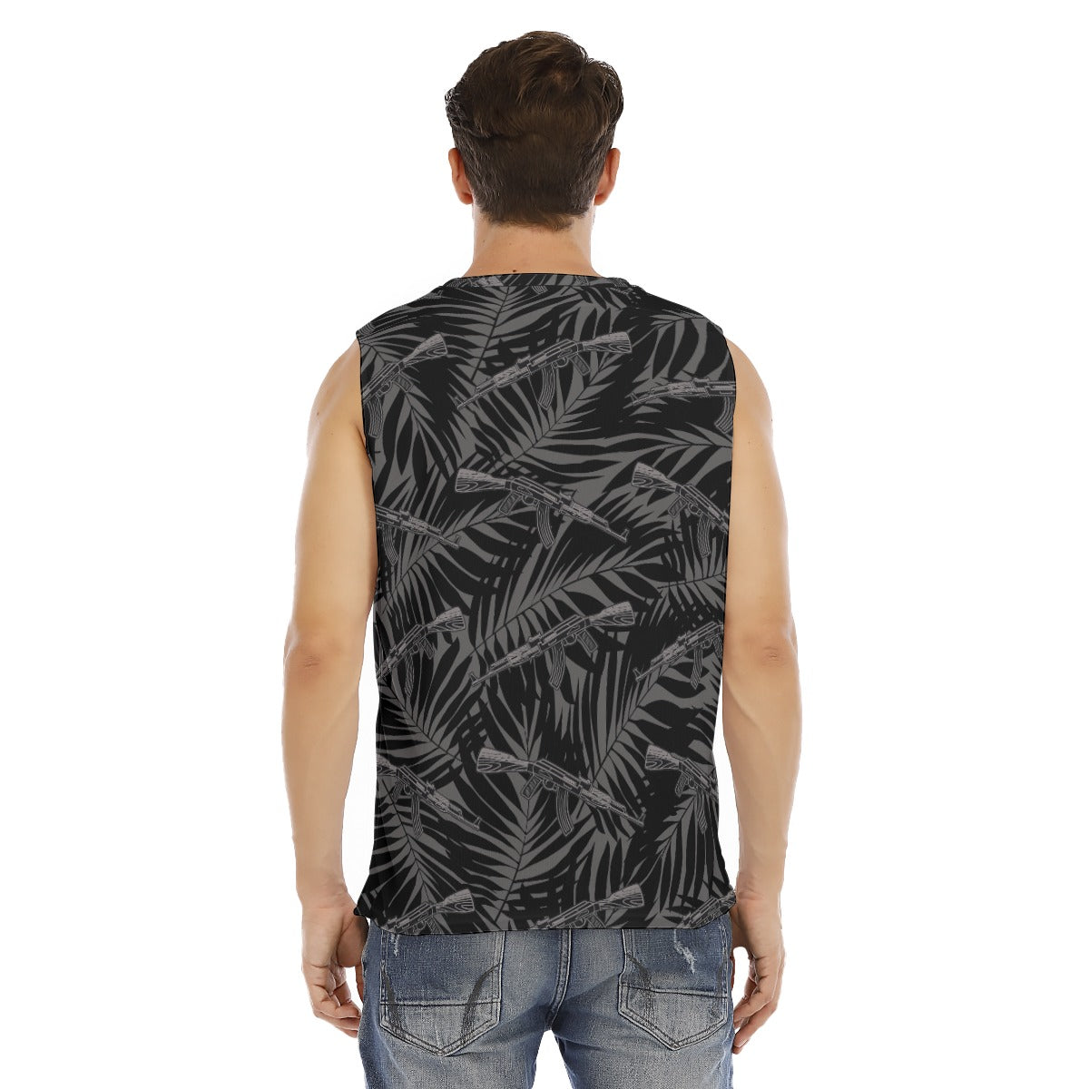 Camiseta sin mangas con cuello redondo para hombre Rad Palm Midnight AKs