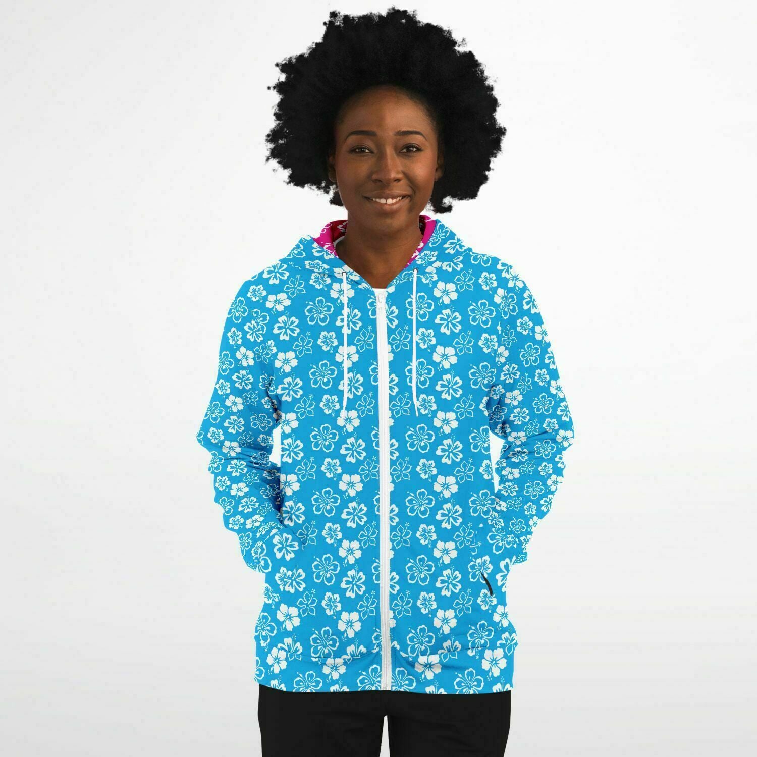 Rad Palm Blue Aloha Zip Up Hoodie