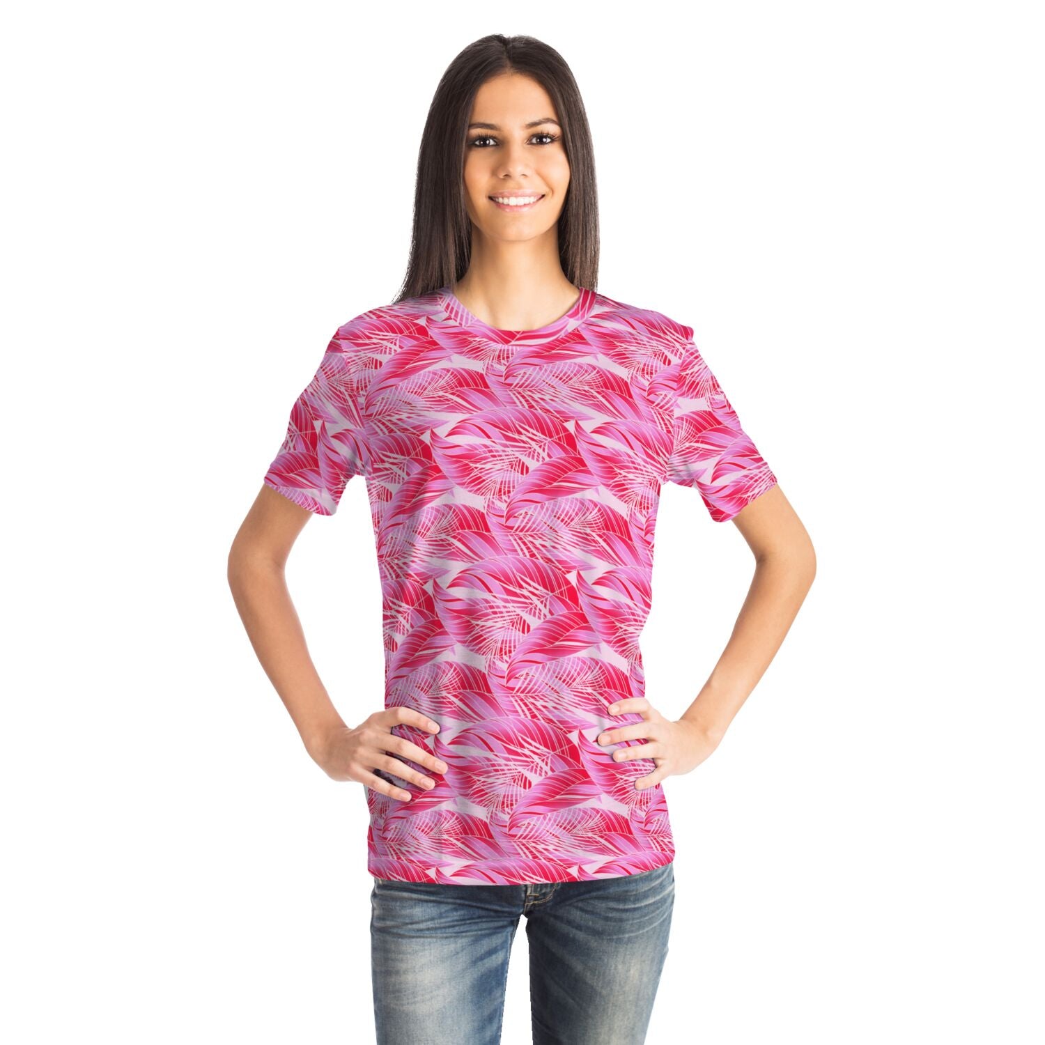 Camiseta unisex rosa tropical Rad Palm