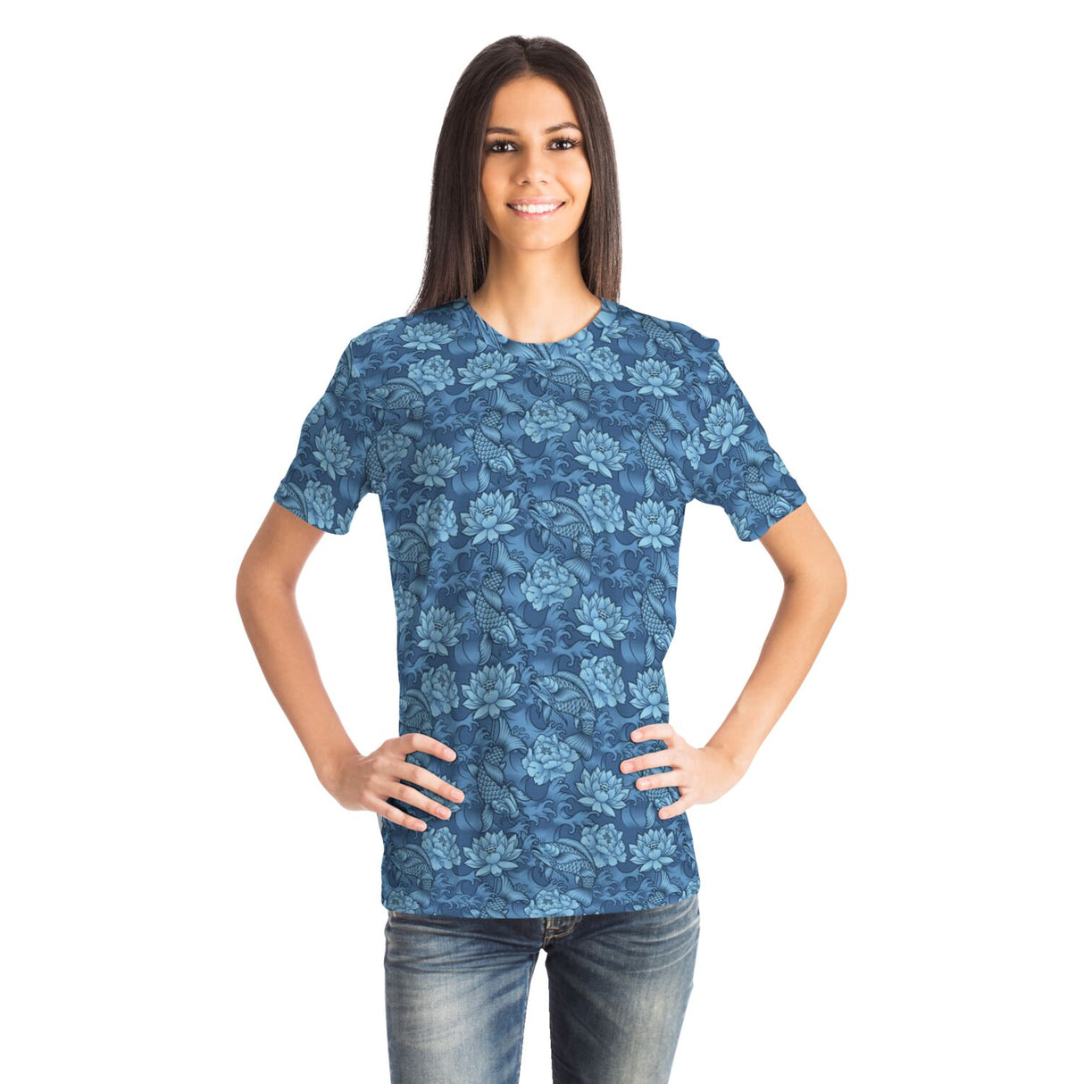 Camiseta unisex con peces koi azules de Rad Palm