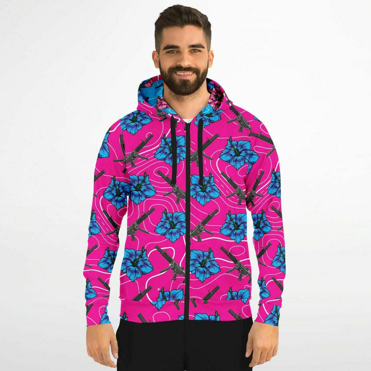 Sudadera con capucha y cremallera de alta capacidad Hibiscus de Rad Palm