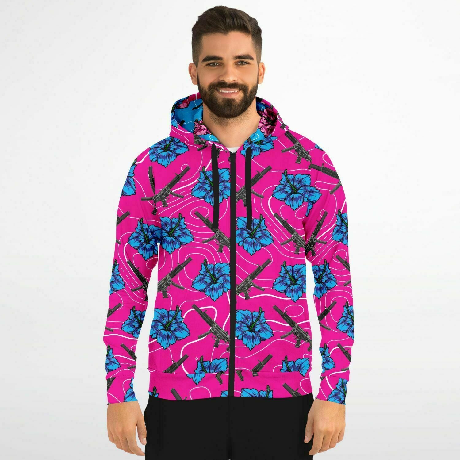 Sudadera con capucha y cremallera de alta capacidad Hibiscus de Rad Palm