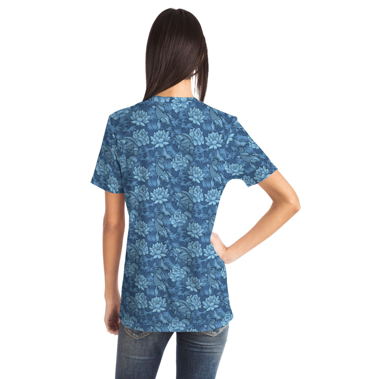 Camiseta unisex con peces koi azules de Rad Palm
