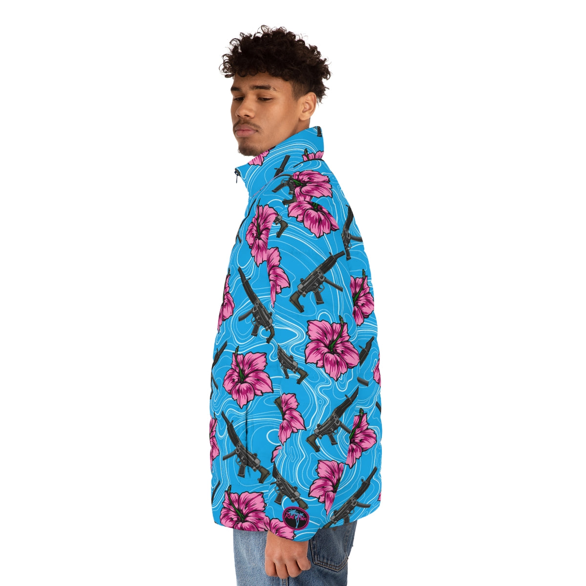 Chaqueta acolchada azul hibisco de alta capacidad para hombre de Rad Palm
