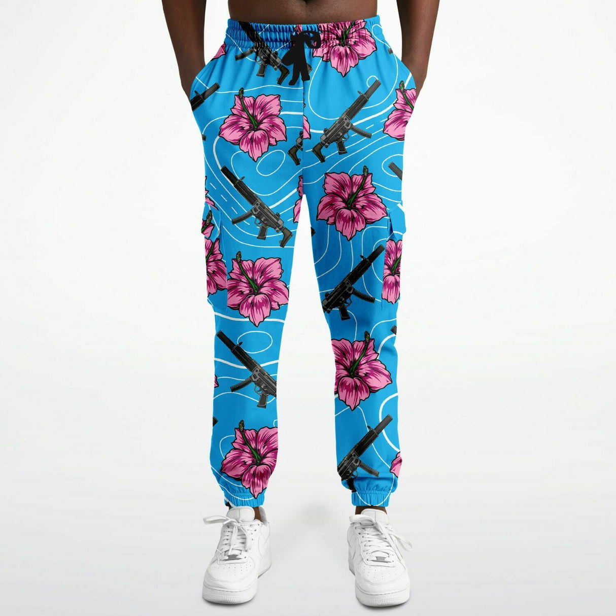Pantalones deportivos cargo de alta capacidad en color azul hibisco de Rad Palm
