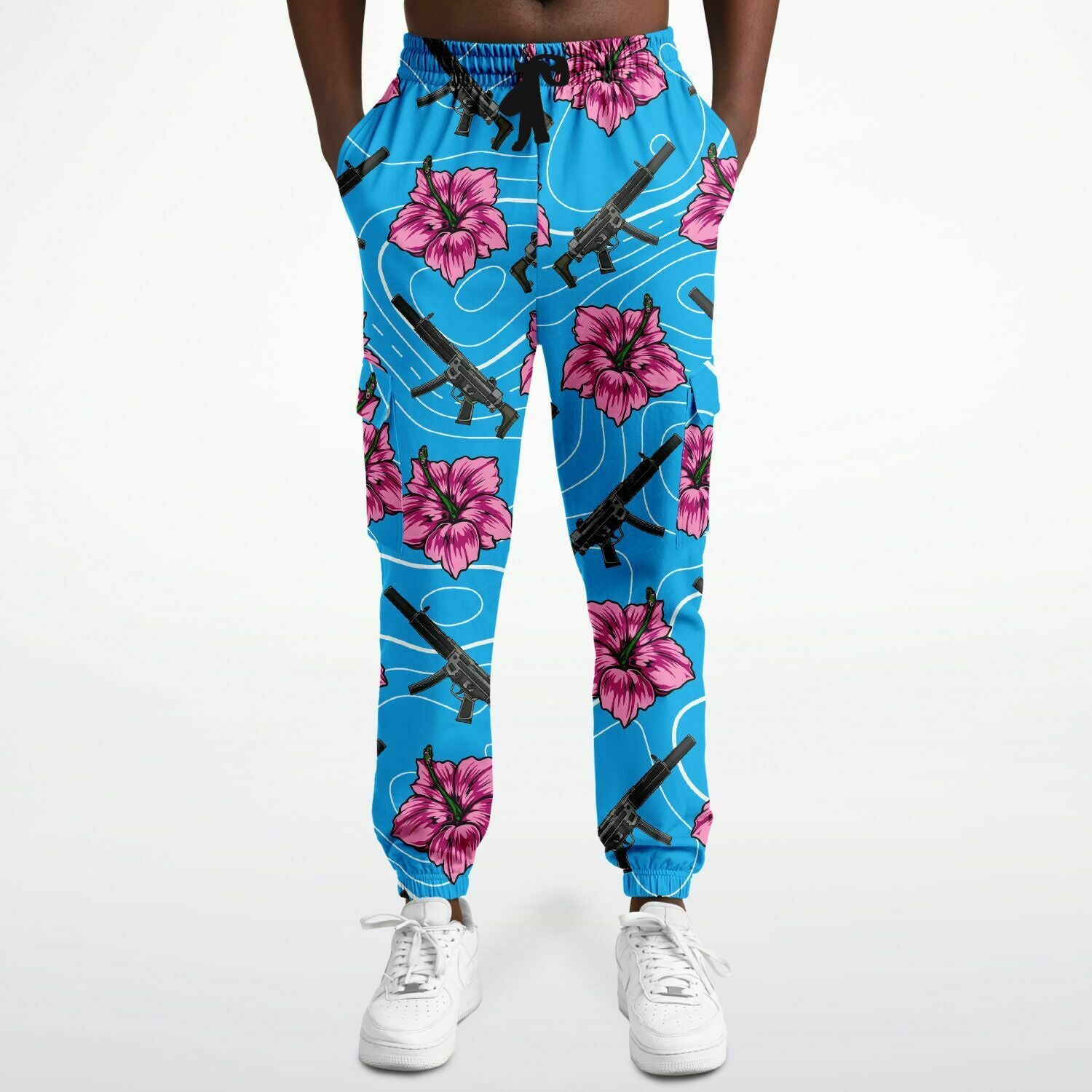 Pantalones deportivos cargo de alta capacidad en color azul hibisco de Rad Palm