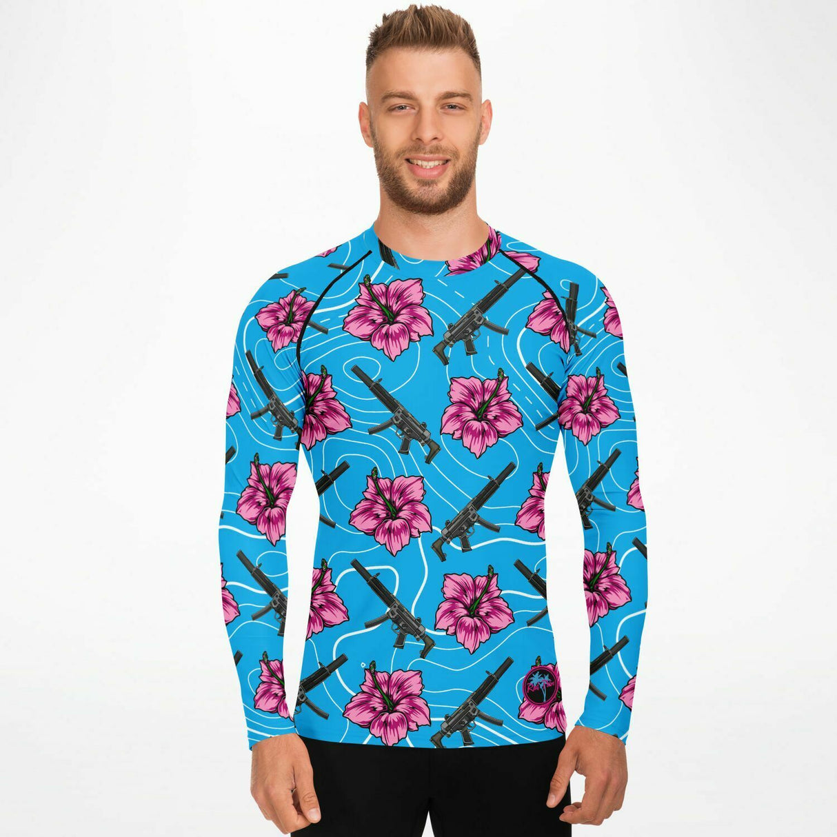 Camiseta de manga corta azul hibisco de alta capacidad Rad Palm