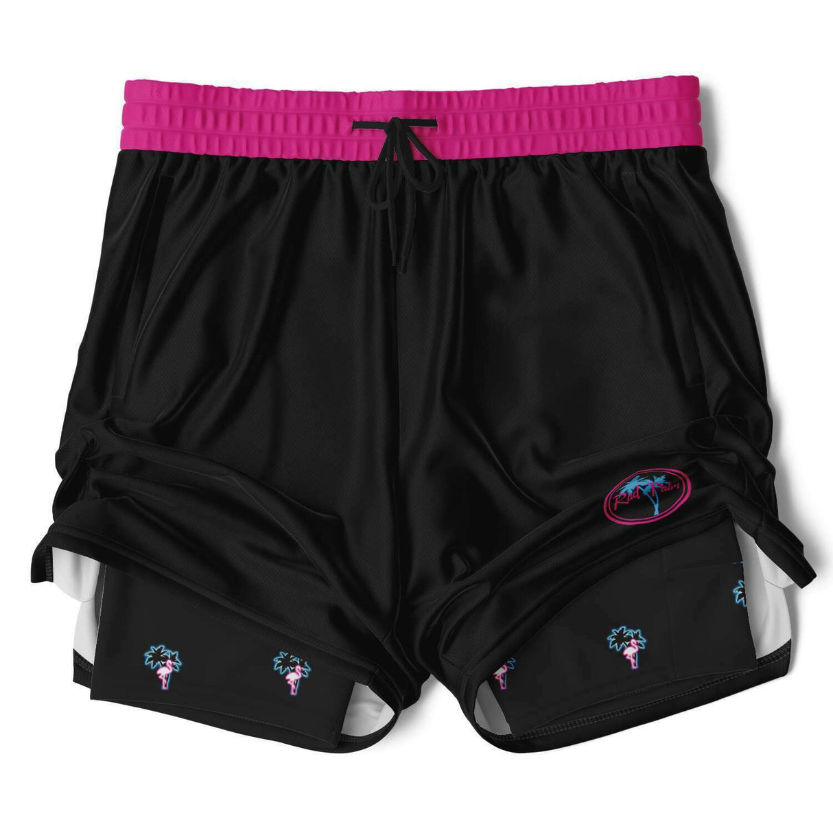 Rad Palm Neon Flamingo Men's 2-in-1 Shorts