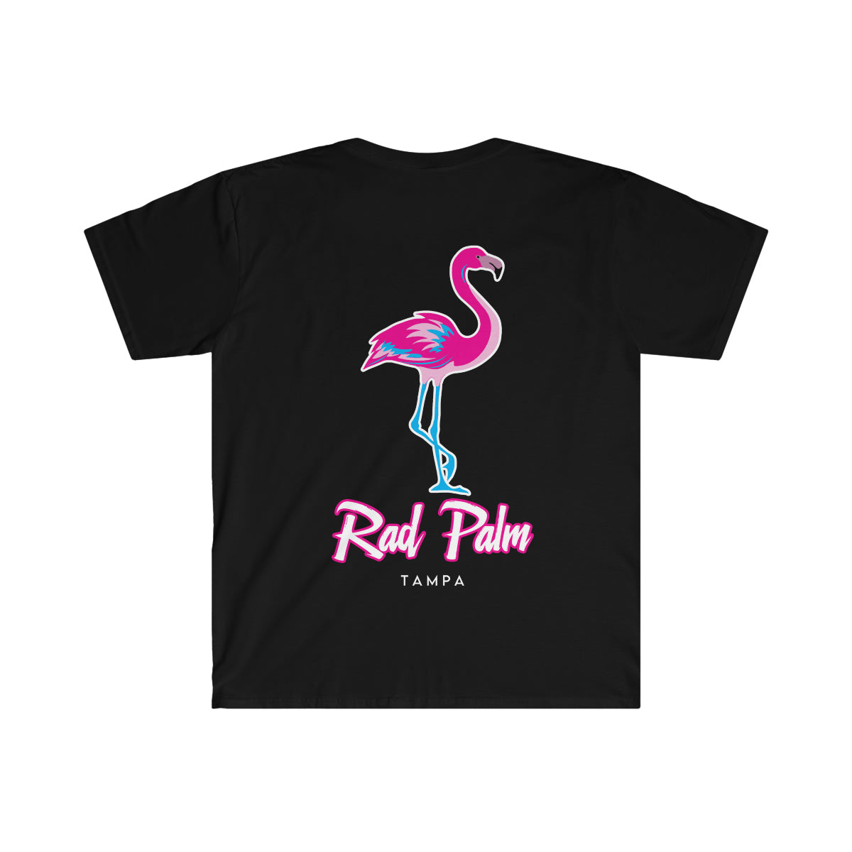 Camiseta unisex de estilo suave con diseño de flamencos de Rad Palm