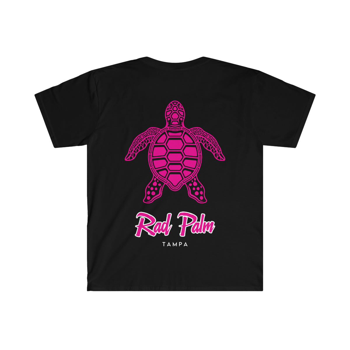 Camiseta unisex de estilo suave con diseño de tortuga marina rosa de Rad Palm