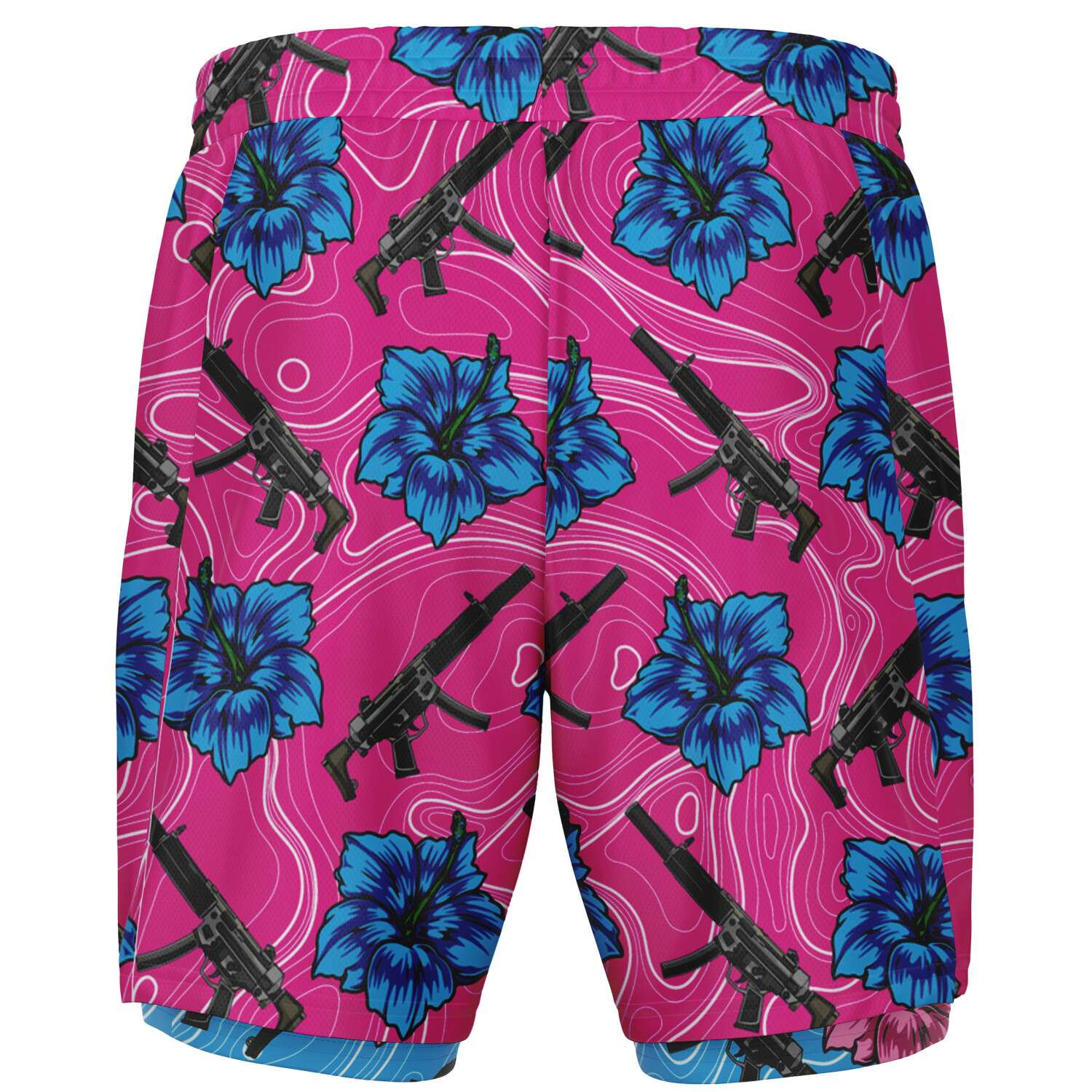 Rad Palm High Capacity Hibiscus Men's 2-in-1 Shorts