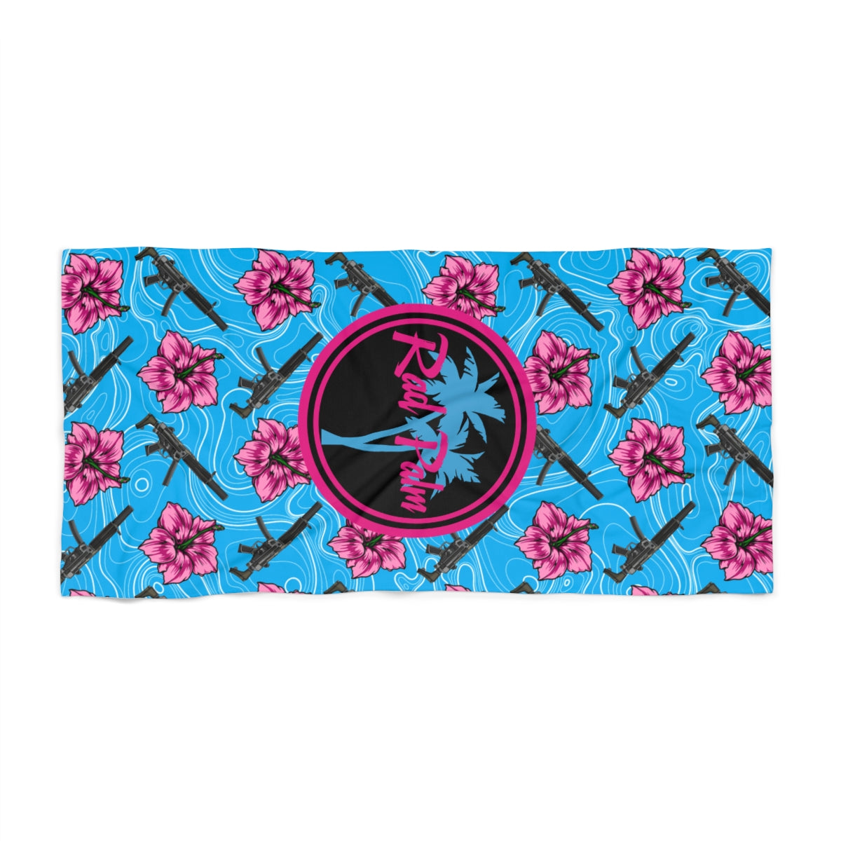 Rad Palm High Capacity Hibiscus Blue Beach Towel