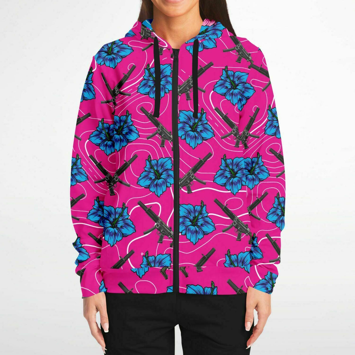 Sudadera con capucha y cremallera de alta capacidad Hibiscus de Rad Palm