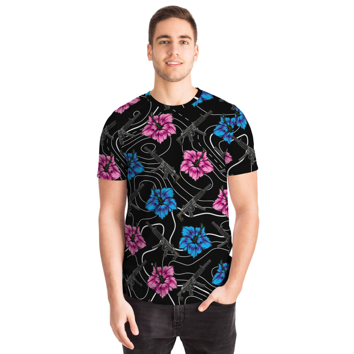 Camiseta negra Hibiscus de alta capacidad de Rad Palm