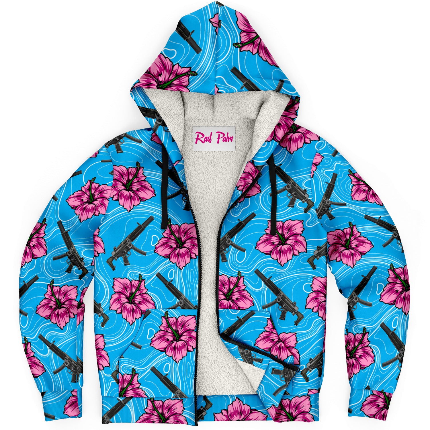 Rad Palm High Capacity Hibiscus Blue Microfleece Ziphoodie
