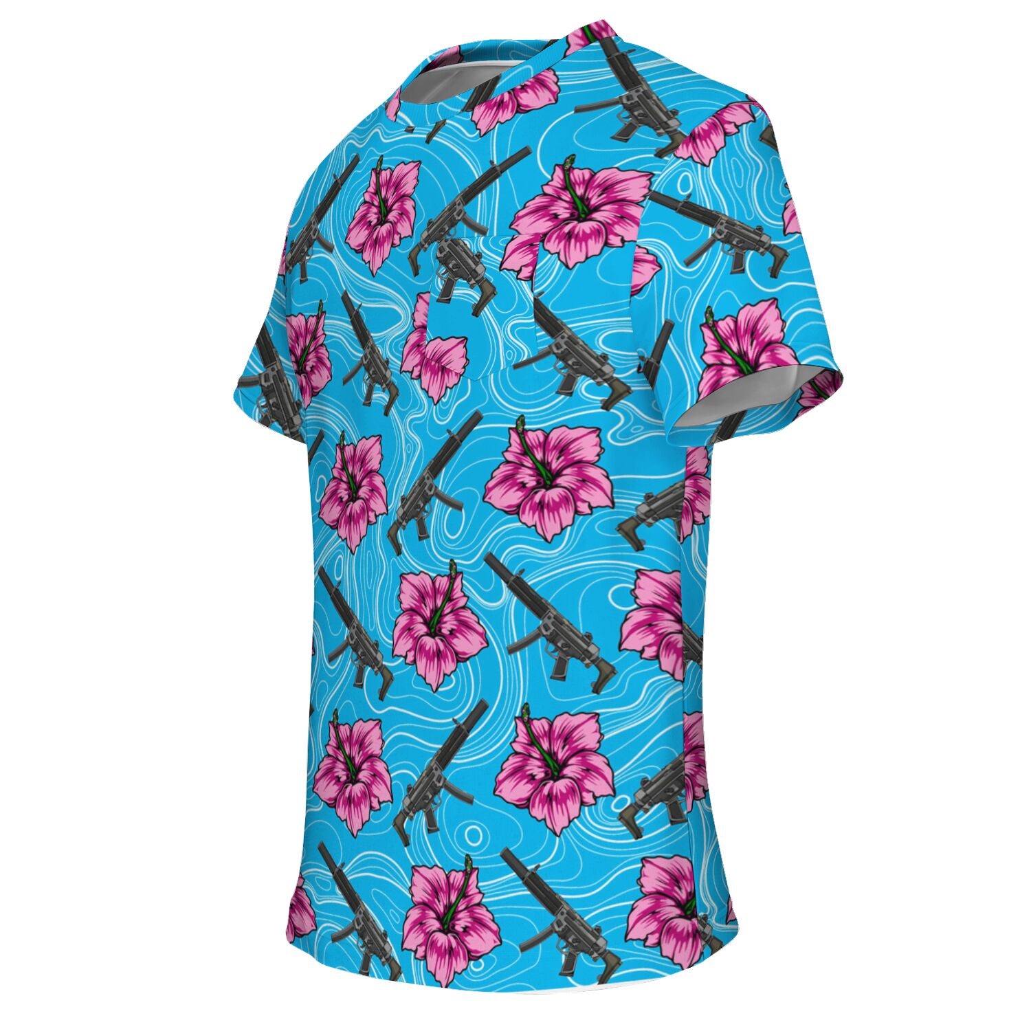 Rad Palm High Capacity Hibiscus Blue Pocket T-Shirt