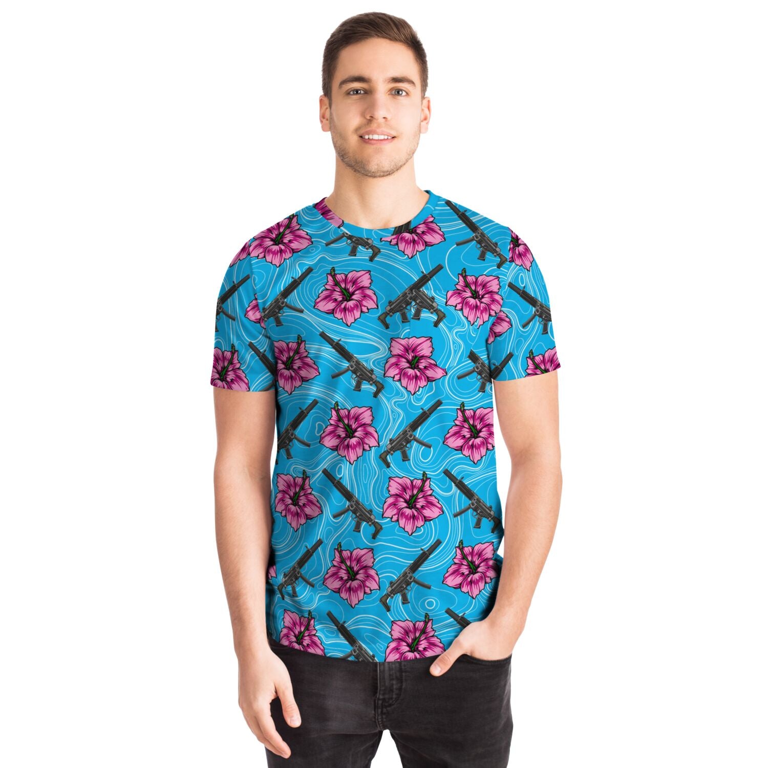Rad Palm High Capacity Hibiscus Blue Pocket T-Shirt
