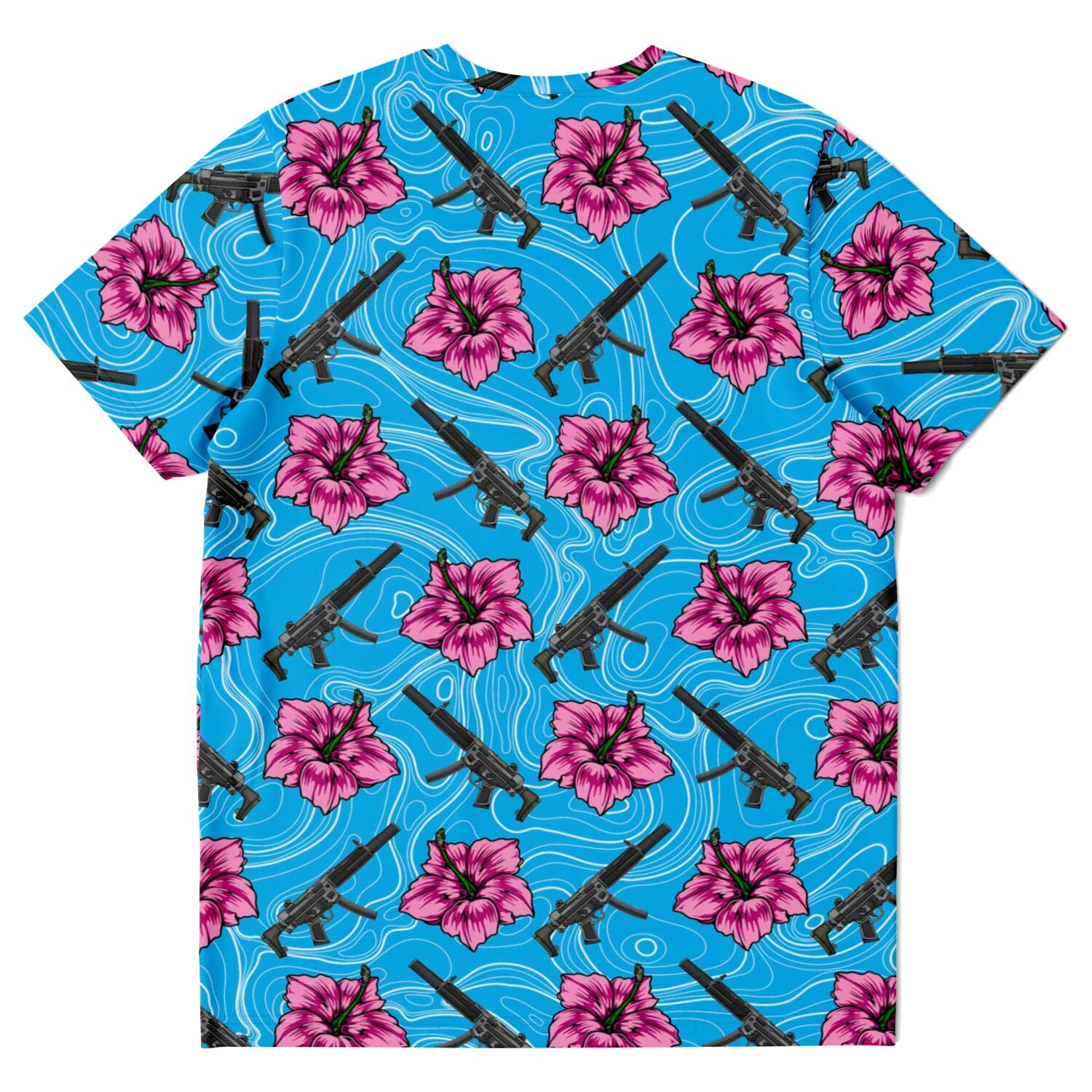 Camiseta unisex azul hibisco de alta capacidad Rad Palm