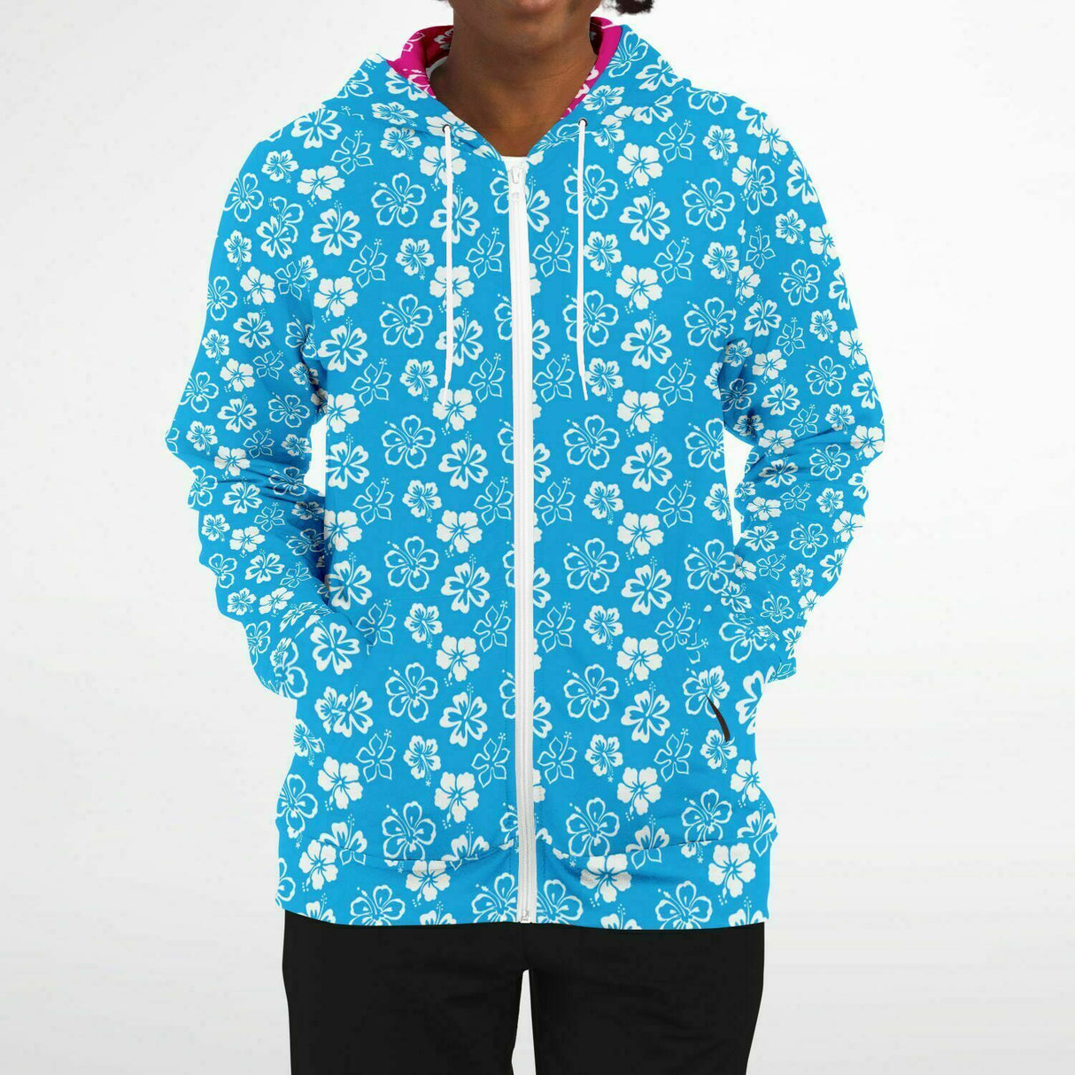 Rad Palm Blue Aloha Zip Up Hoodie