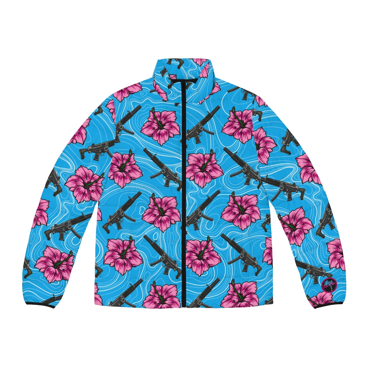 Chaqueta acolchada azul hibisco de alta capacidad para hombre de Rad Palm
