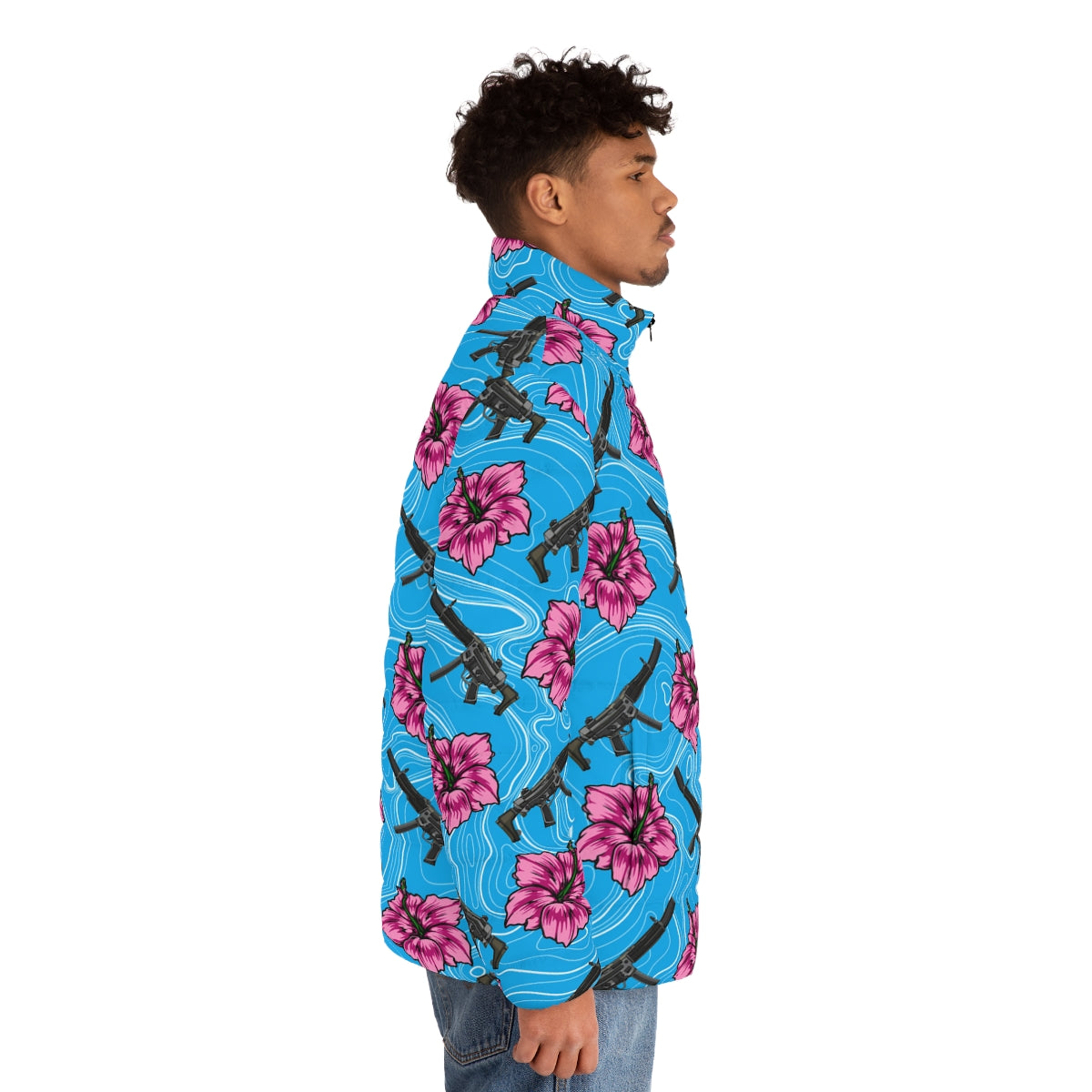 Chaqueta acolchada azul hibisco de alta capacidad para hombre de Rad Palm