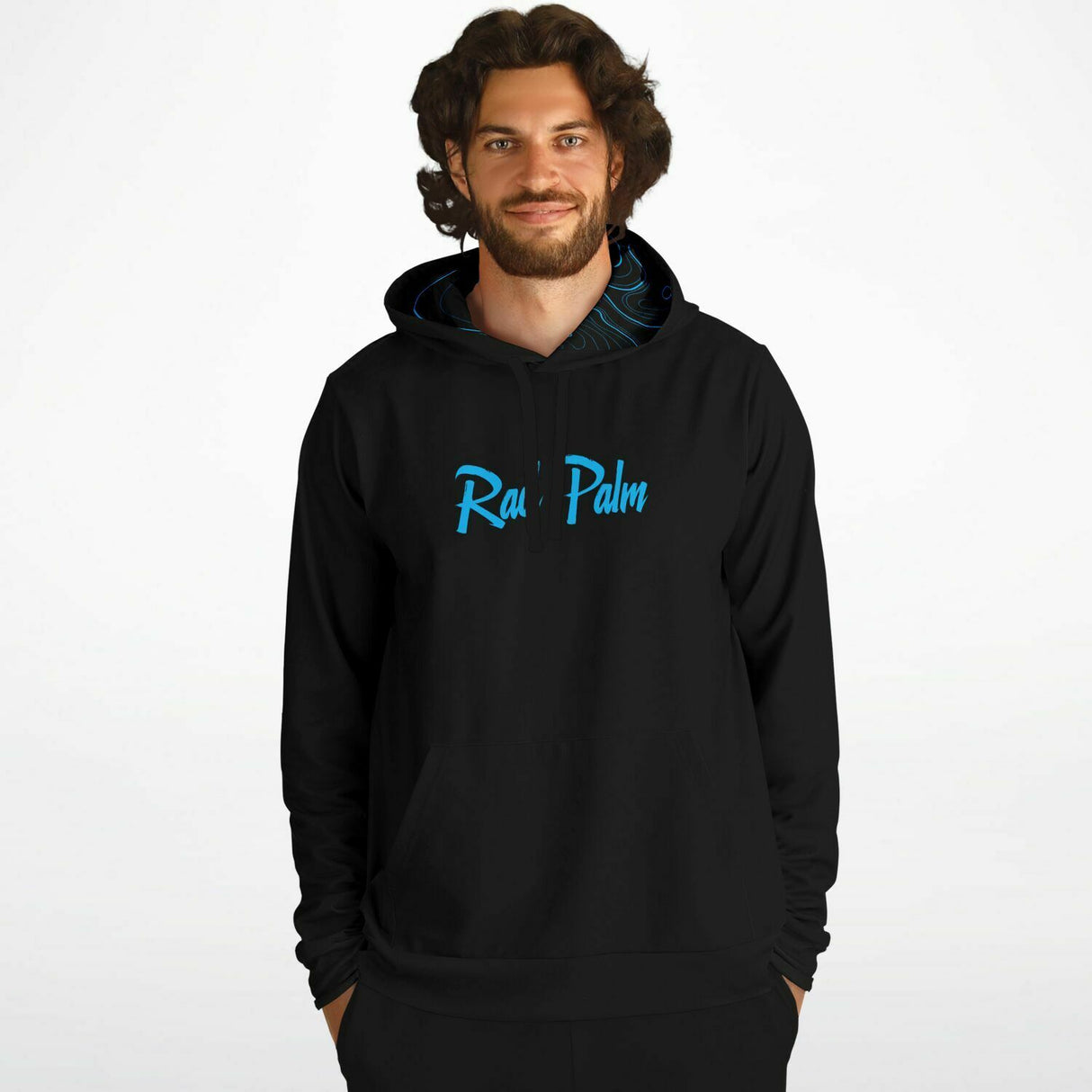 Rad Palm Icon Blue Topographic Pullover Hoodie
