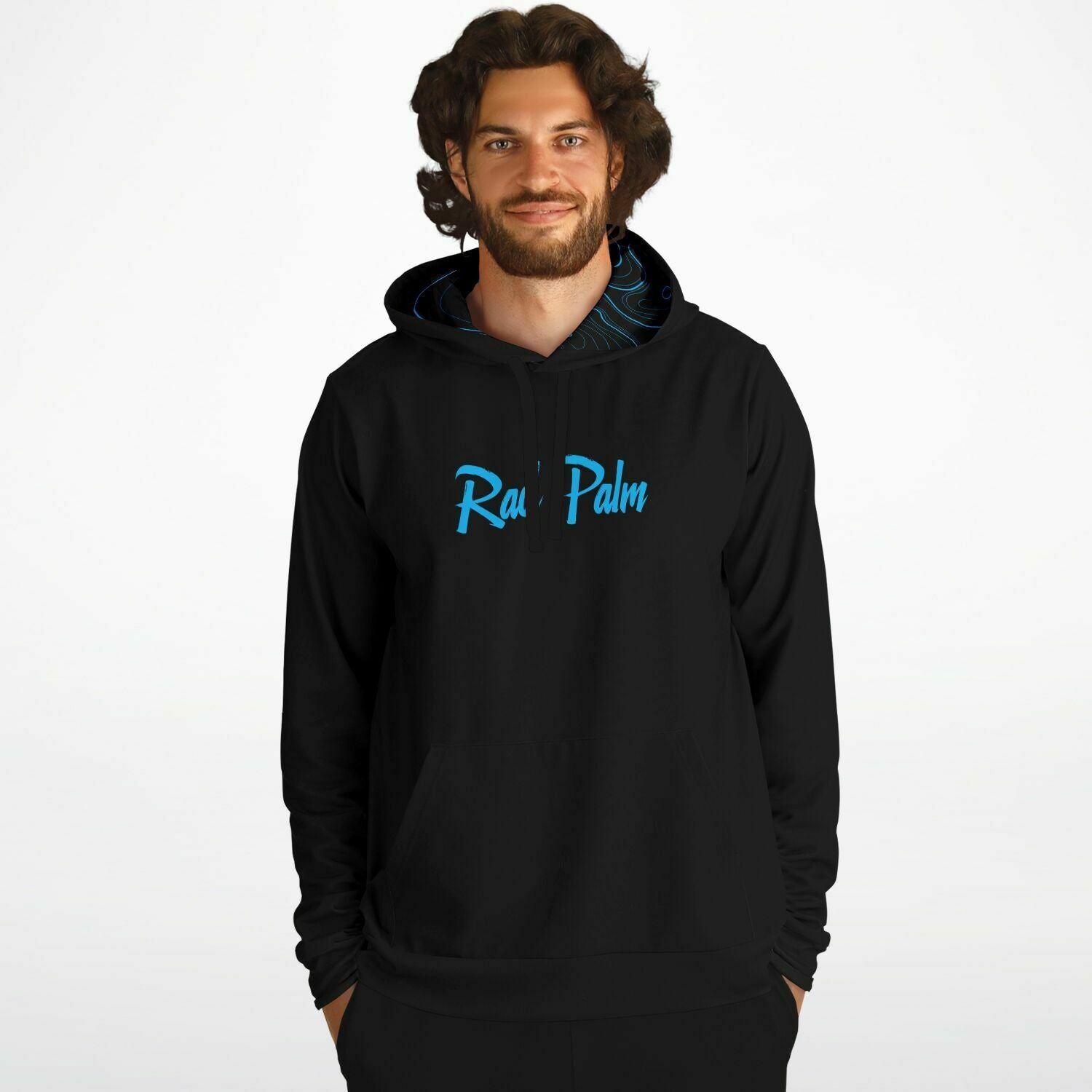 Rad Palm Icon Blue Topographic Pullover Hoodie