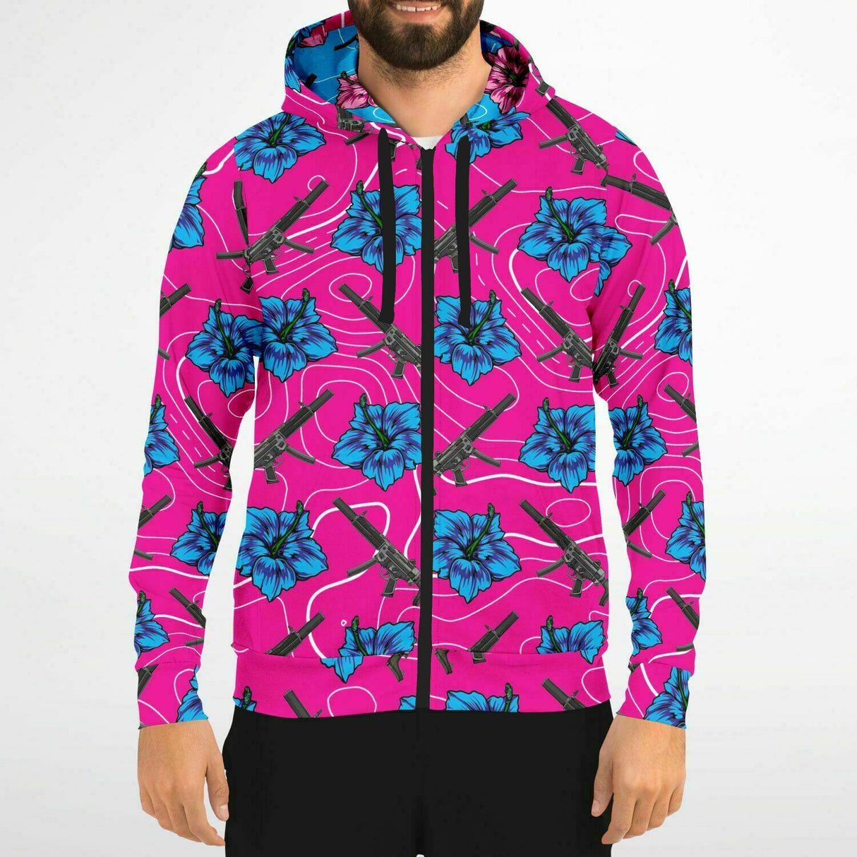 Sudadera con capucha y cremallera de alta capacidad Hibiscus de Rad Palm