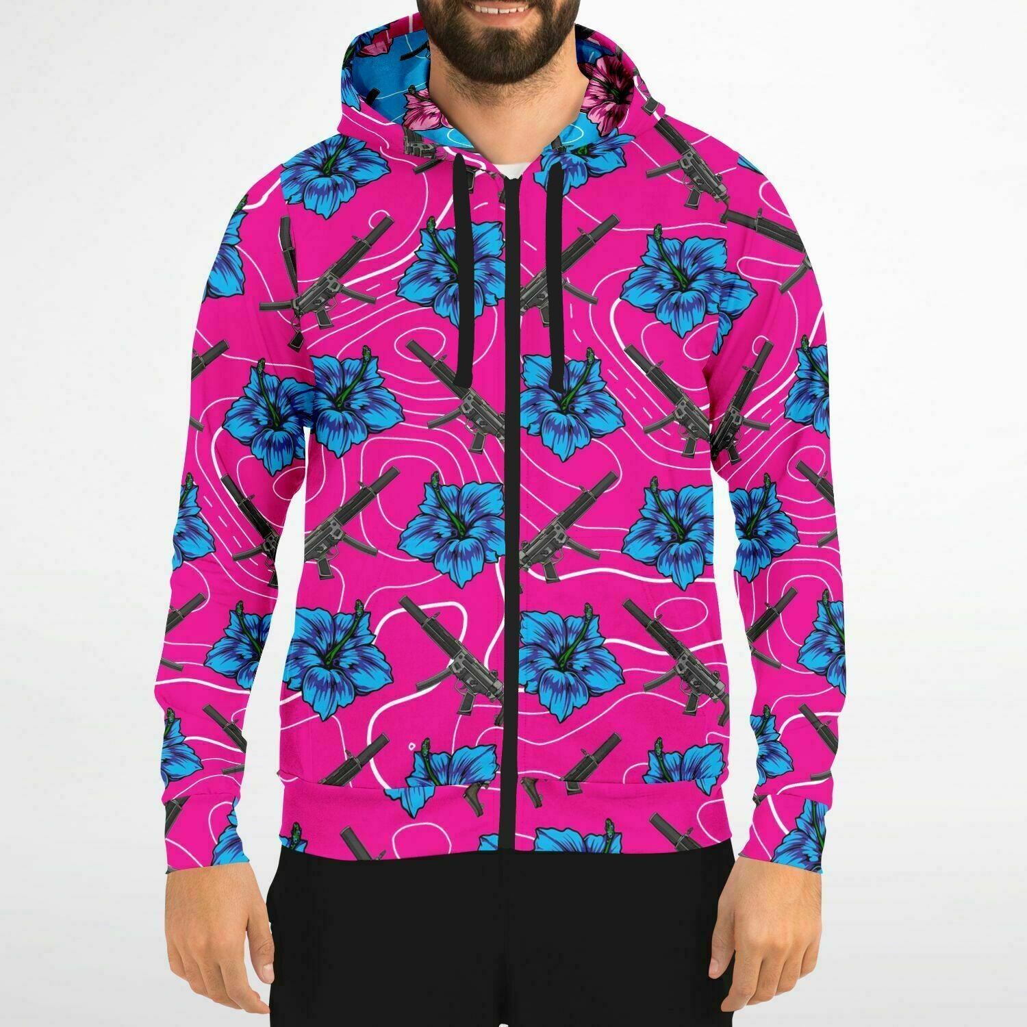 Sudadera con capucha y cremallera de alta capacidad Hibiscus de Rad Palm